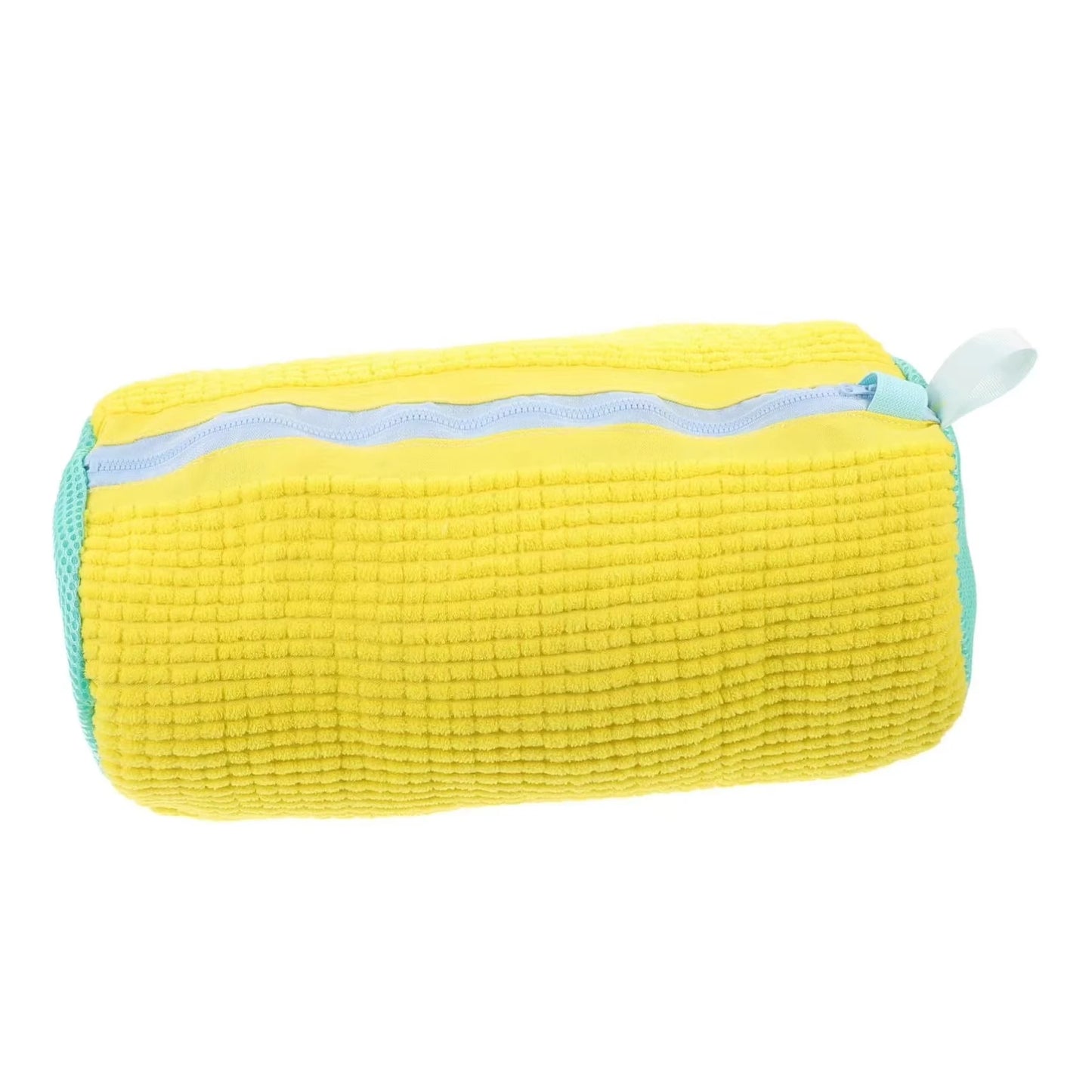 Fluffy Fiber Shoe Washing Bag 360° Surround Cleaning Reusable Durable Machine-Washable Laundry Bag with Zipper Closure (1pc)